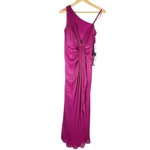 Adrianna Papell Women's Stardust Pleated Draped Gown Size US 6 Magenta - Picture 2 of 12
